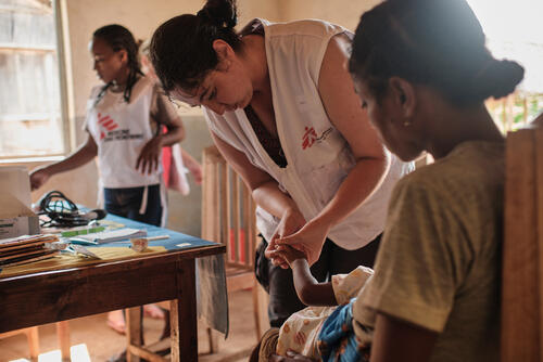 Patients consultation in the health centre of Ambodrian i’Sahafary, a village only accessible by boat where MSF set-up a moblie clinic.

MSF is rehabilitating health structures damaged by the cyclones in Nosy Varika and the surrounding area, as well as supporting the medical activities in this region which had already poor access to healthcare.