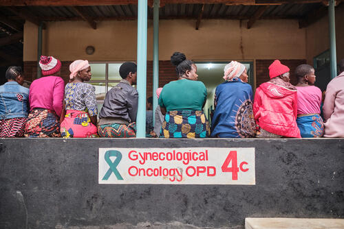The waiting room in ward 4C where MSF's cervical cancer project is located at Queens Elizabeth Hospital in Blantyre, Malawi.