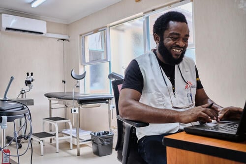 Samuel Uduma, IPD/OT head nurse, in his office at Queens Elizabeth Central Hospital in Blantyre, Malawi, where MSF is running a cervical cancer project.