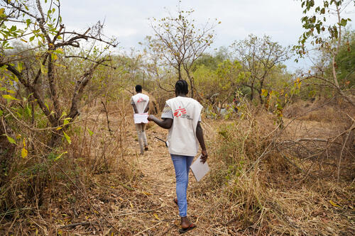 Daniel Kuju, health promotion supervisor and Beatrice Johnson, community health educator visit semi-nomadic communities in Labarab, Greater Pibor Administrative Area to conduct health awareness sessions.