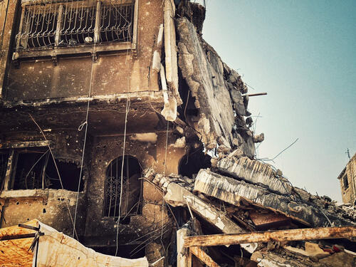 Destroyed buildings in Khan Younis, southern Gaza, taken on 26 May 2024