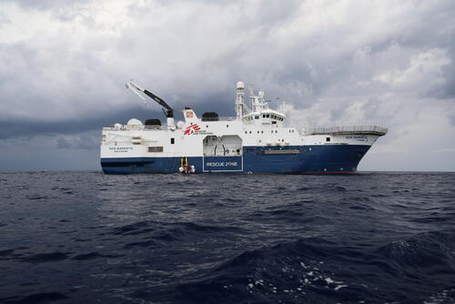 A view of the MSF rescue ship Geo Barents during its 66th rotation in the Mediterranean Sea.