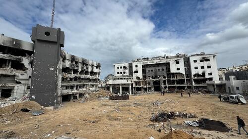 The severely destroyed Al shifa hospital compound in Gaza city.