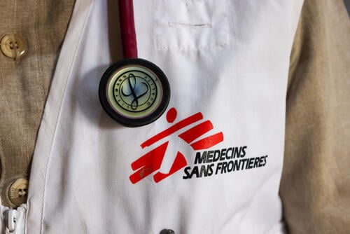MSF doctor Daniel Garang with his stethoscope at Aweil project base.