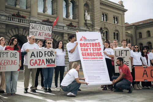 Mobilisation for Gaza in front of the Parliament in Bern