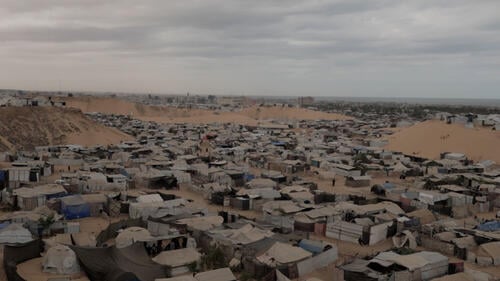 Thousands of tents in Mawasi, Khan Younis, where displaced families live in overcrowded conditions, lacking the most basic necessities for survival.
