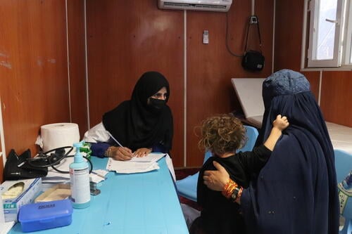 Nila, 2, is suffering from acute diarrhea, fever, oral candidiasis and skin disease. Her family was moved from Minjigal to Patan camp following the earthquake that struck Afghanistan’s eastern provinces on 31 August 2025. Nila is her mother's eighth child.