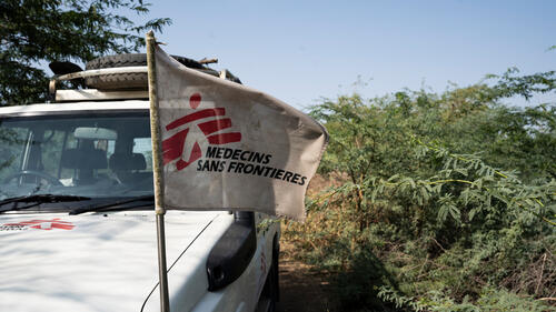 MSF vehicle on the way to one of the Health Centers where MSF does the outreach activity, doing MUAC and providing plumpy’nuts for children under 5