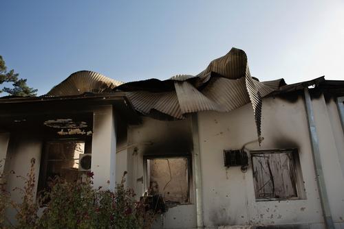 A view of part of the MSF Trauma Centre in Kunduz, 14 October 2015, damaged and burnt-out following the 03 October 2015 airstrike on the facility. Photo: Victor J Blue.