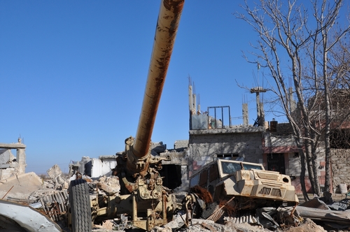 Mortar remnants of war amid the rubble, Kobane, January 23, 2017.