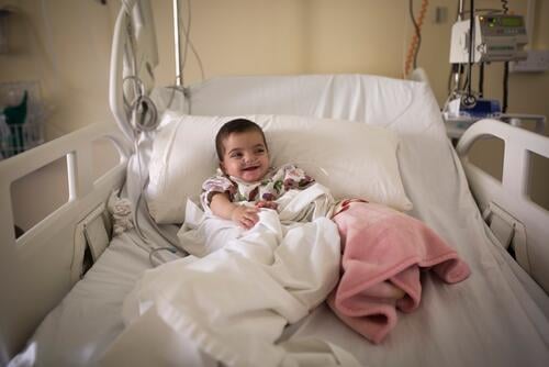 Amara is the youngest in a family of 10 children. Since her birth, she has suffered from chest and breathing problems, so she was admitted to the paediatric ward that MSF runs in Elias Haraoui Governmental Hospital in Zahle, where she stayed for 10 days. 
Amara’s mother, Rakad, is very grateful for the free services that her daughter received from MSF in the hospital. Since she was born, Amara’s health situation was putting burdens on her parents who can’t afford the cost of her treatment. 
Rakad lives with her husband and 10 children in a refugee settlement. In addition to Amara’s health problems, two of Rakad’s children suffer from a physical disability and require treatment. All that Rakad wishes for is that her children get better, and the situation in Syria goes back to normal so the family can return.