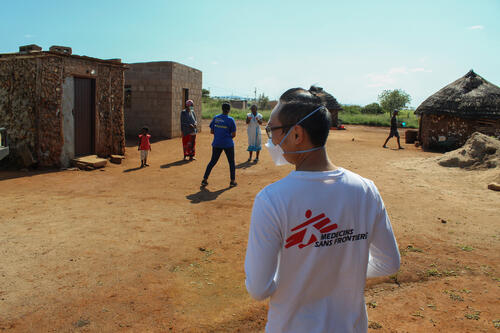 MSF mobile clinic visits patient homes delivering drug refills and food support