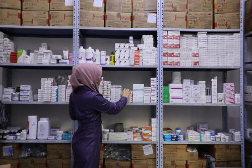 A picture of MSF supported Department of health pharmacy at Daraya health facility, Rural Damascus.