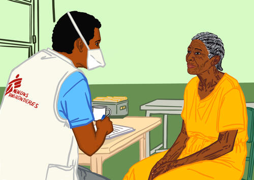 View of a consultation at a Doctors Without Borders facility in Port-au-Prince, Haiti.