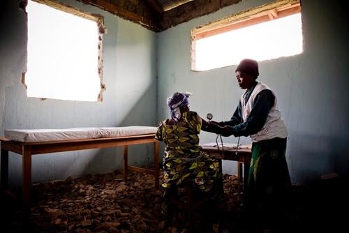 Masisi, DRC, MSF Mobile Clinic, Bukombo<br/>G. is 43 years old. Today, she has come to the women¿s clinic, part of an outreach care programme run by Médecins Sans Frontières. After a long consultation at the MSF clinic, G. leaves with iron tablets, pain killers and an appointment at Masisi hospital to receive psychological support.<br/>/ncomplete story: http://www.condition-critical.org/for-all-these-years%E2%80%A6-i-really-feel-weaker/